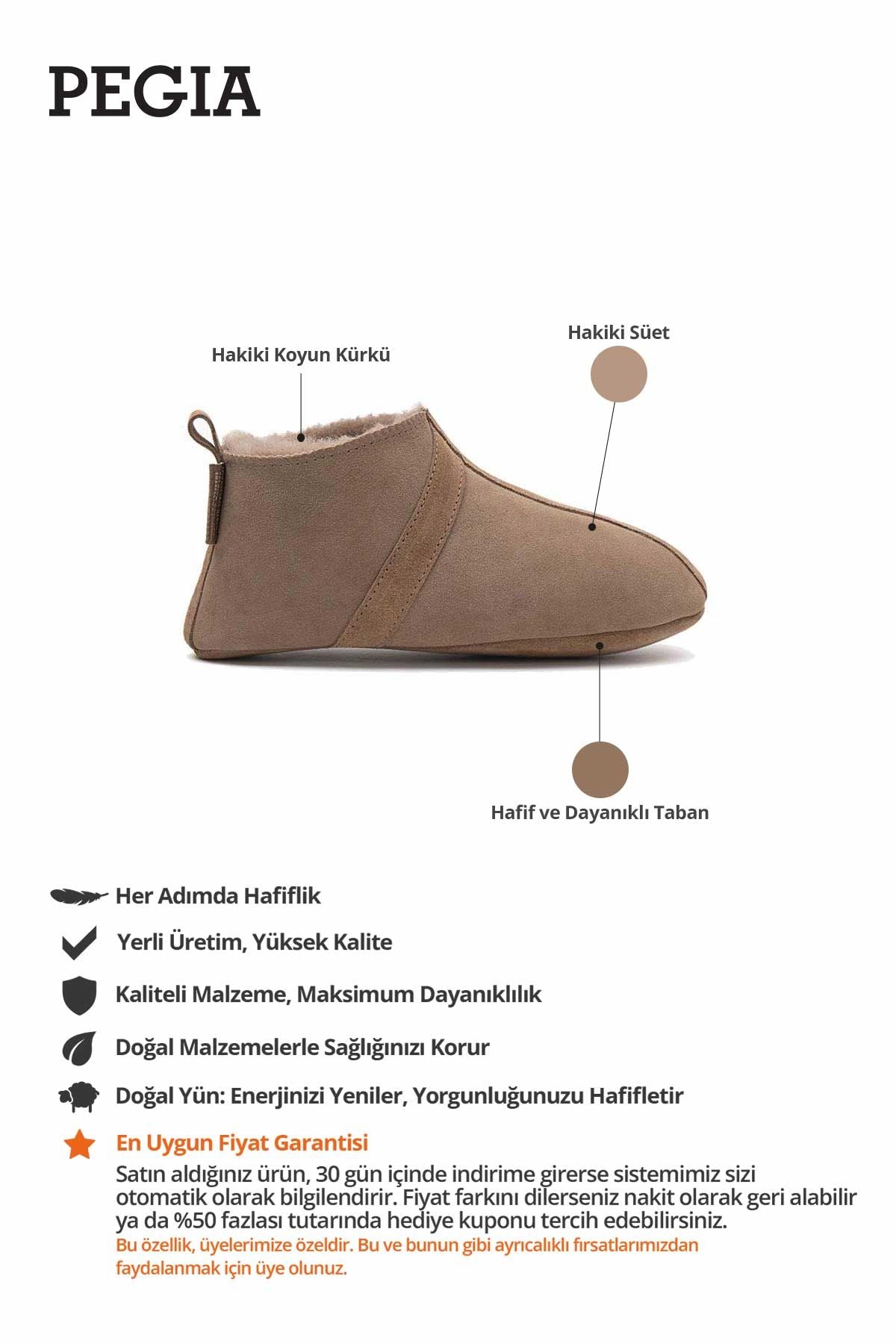 Hakiki Kürklü Çocuk Patiği 186100 Vizon