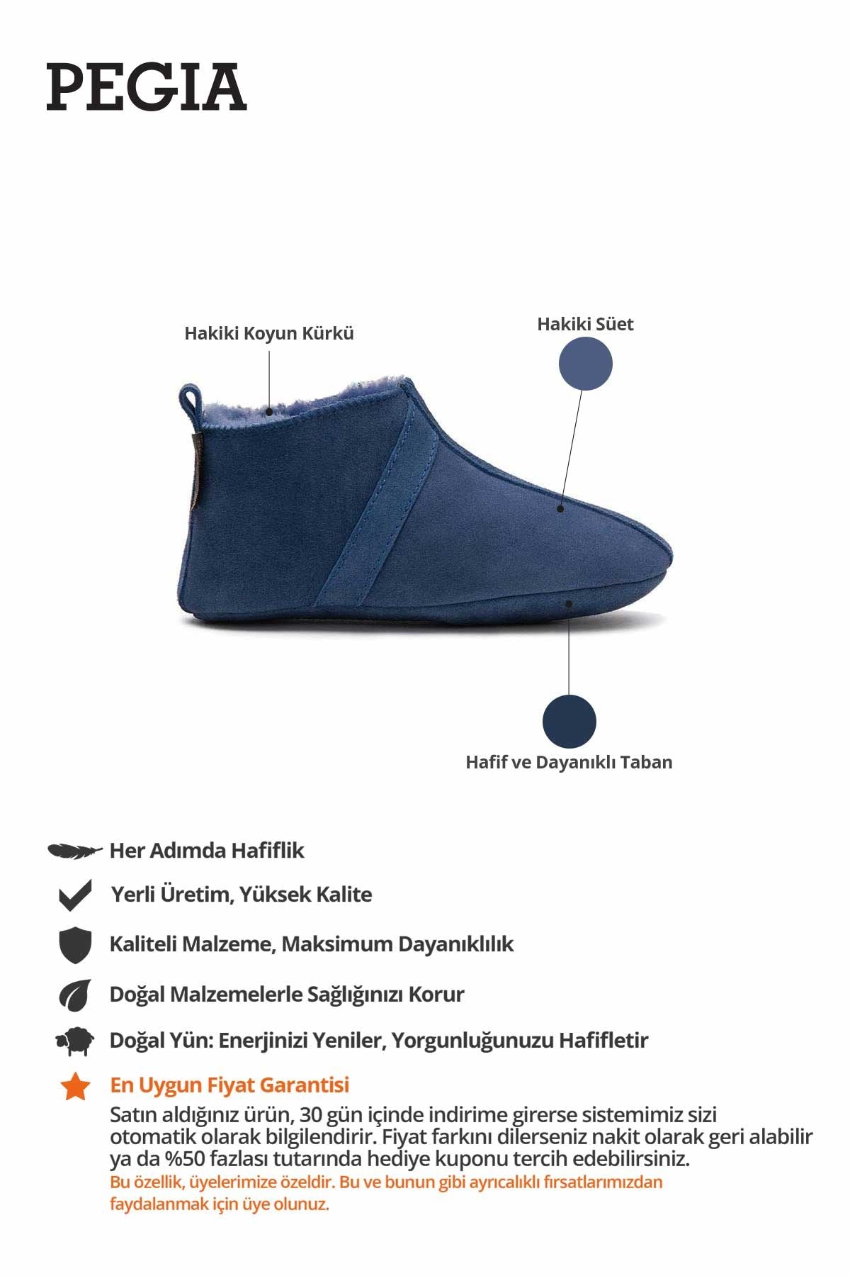 Hakiki Kürklü Çocuk Patiği 186100 Saks