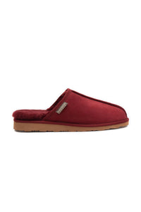 Genuine Fur-Lined Men's Slippers 111030 Burgundy