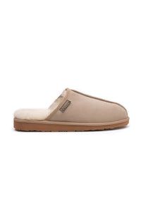 Genuine Fur-Lined Men's Slippers 111030 Beige