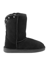 Genuine Shearling Women's Zipper Boot 191051 Black