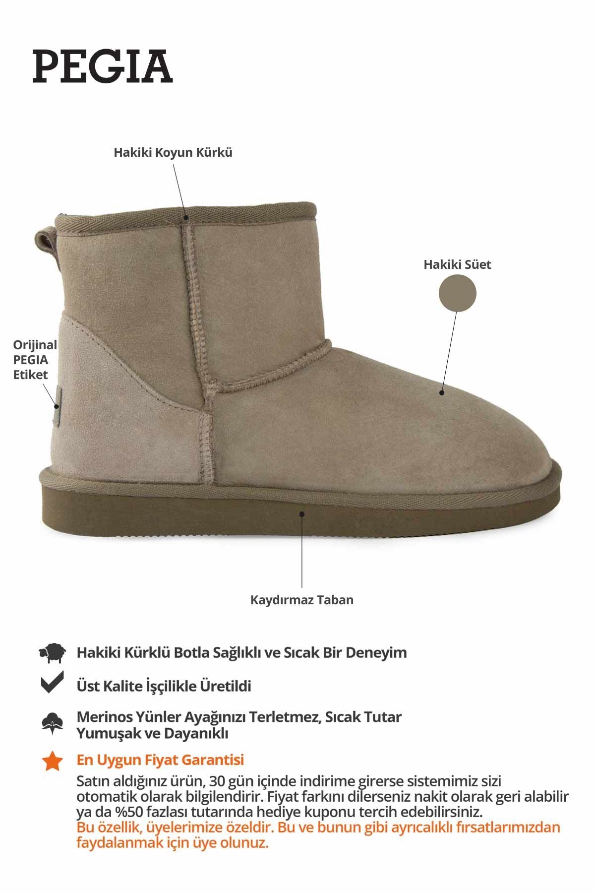 Hakiki Kürklü Kadın Kısa Bot 191021 Vizon