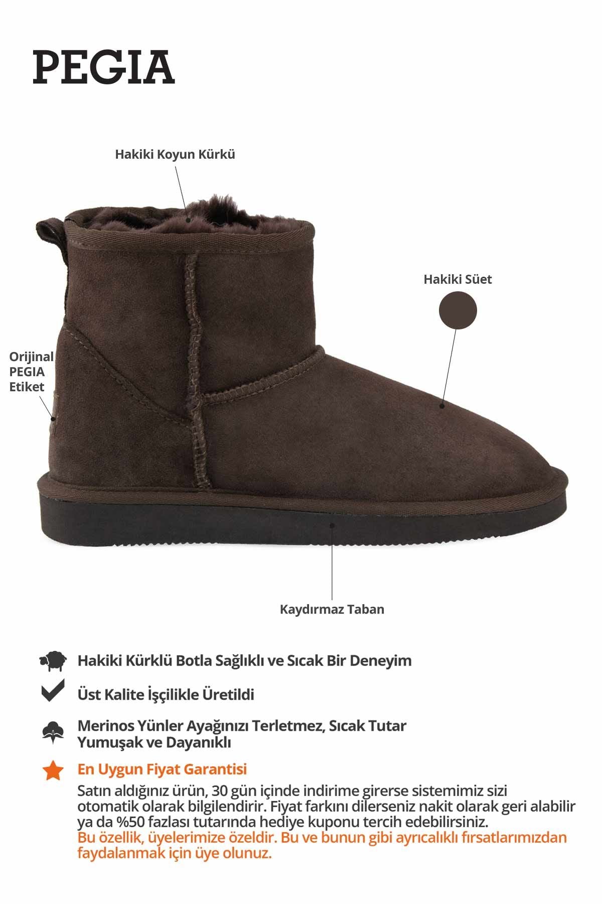 Hakiki Kürklü Kadın Kısa Bot 191021 Koyu Kahve