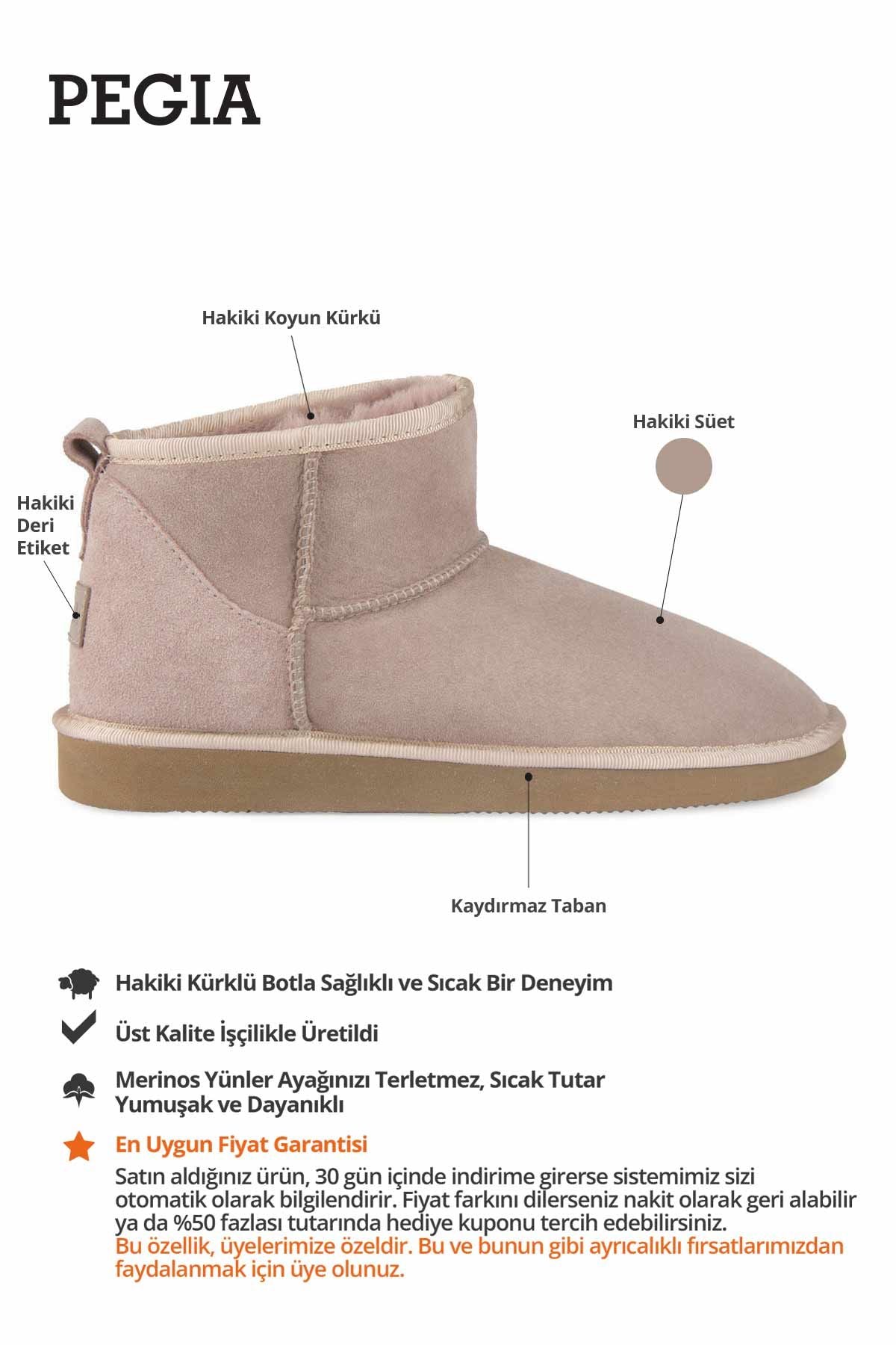 Hakiki Kürklü Kadın Mini Bot 191130 Gül Kurusu
