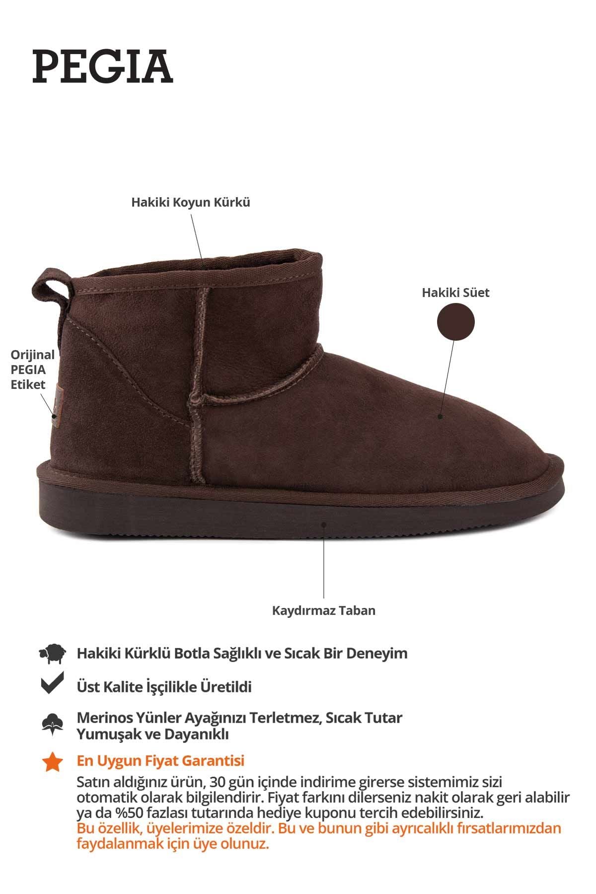 Hakiki Kürklü Kadın Mini Bot 191130 Koyu Kahve