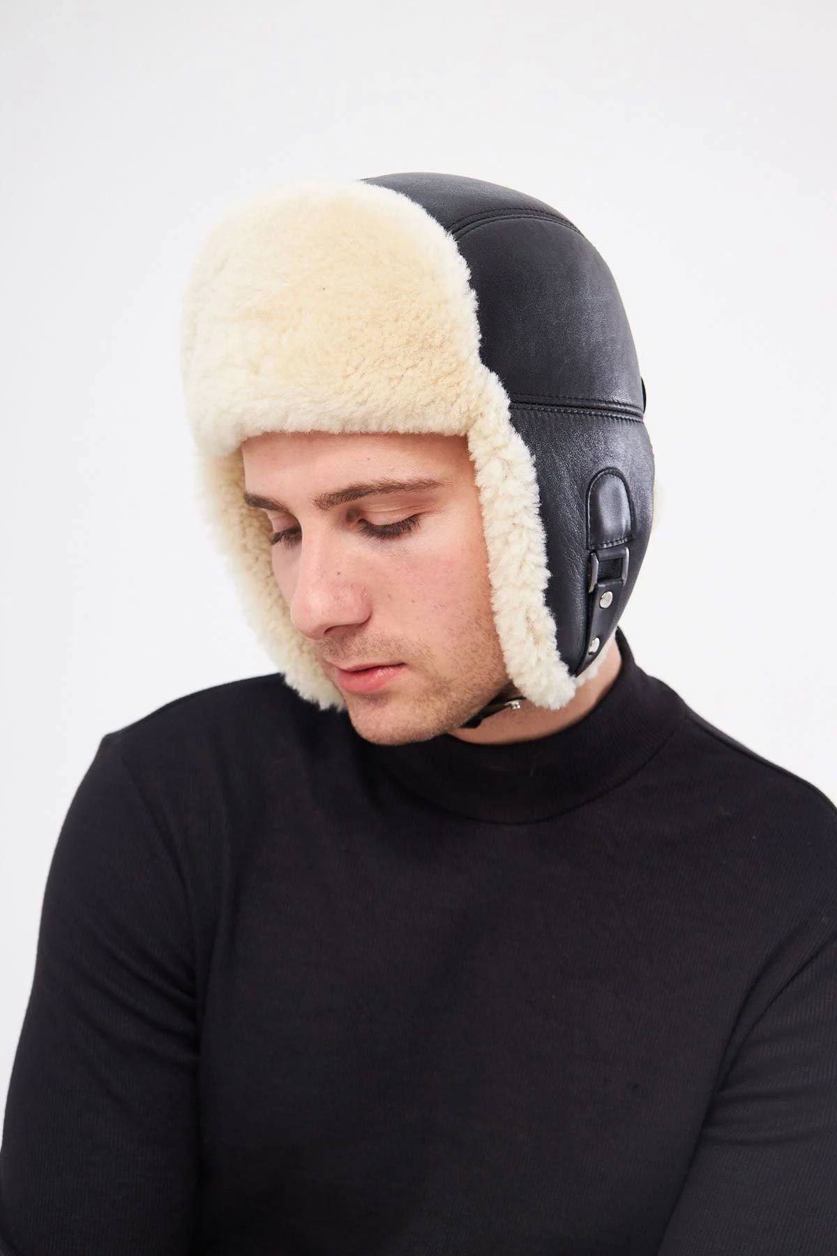 Hakiki Kürklü Unisex Şapka 23SP01 Siyah