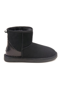 Genuine Fur Women's Heel-Detail Ankle Boots 191074 Black