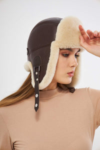 Genuine Shearling Unisex Hat 23SP01 Brown