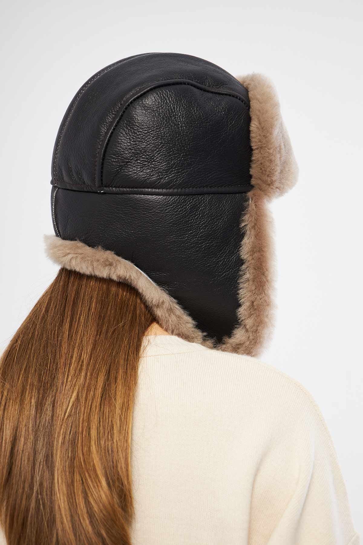 Hakiki Kürklü Unisex Şapka 23SP03 Vizon