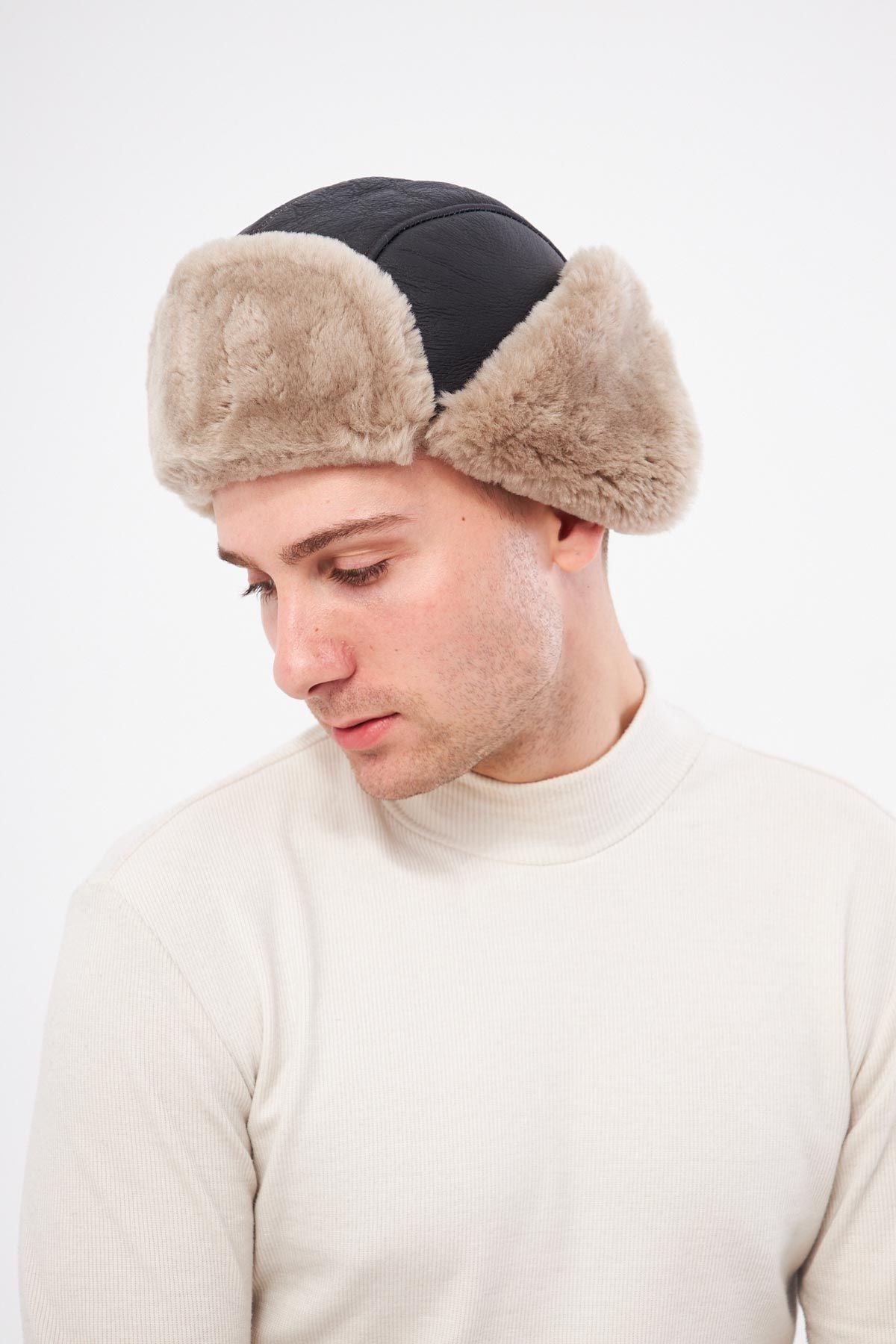Hakiki Kürklü Unisex Şapka 23SP03 Vizon
