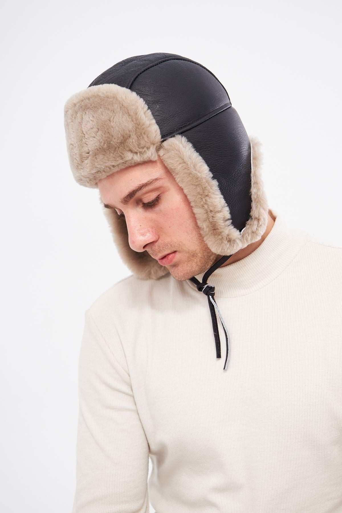 Hakiki Kürklü Unisex Şapka 23SP03 Vizon