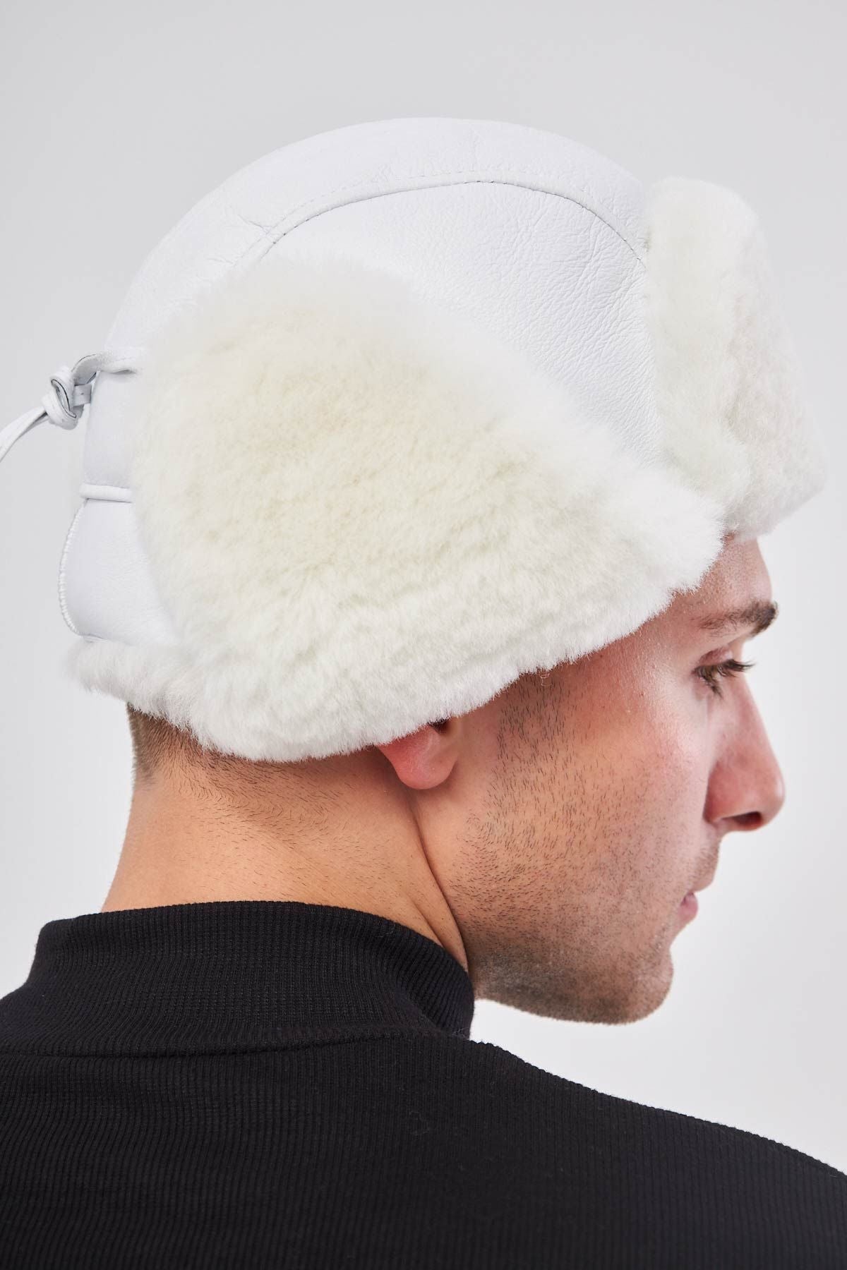 Hakiki Kürklü Unisex Şapka 23SP03 Off White