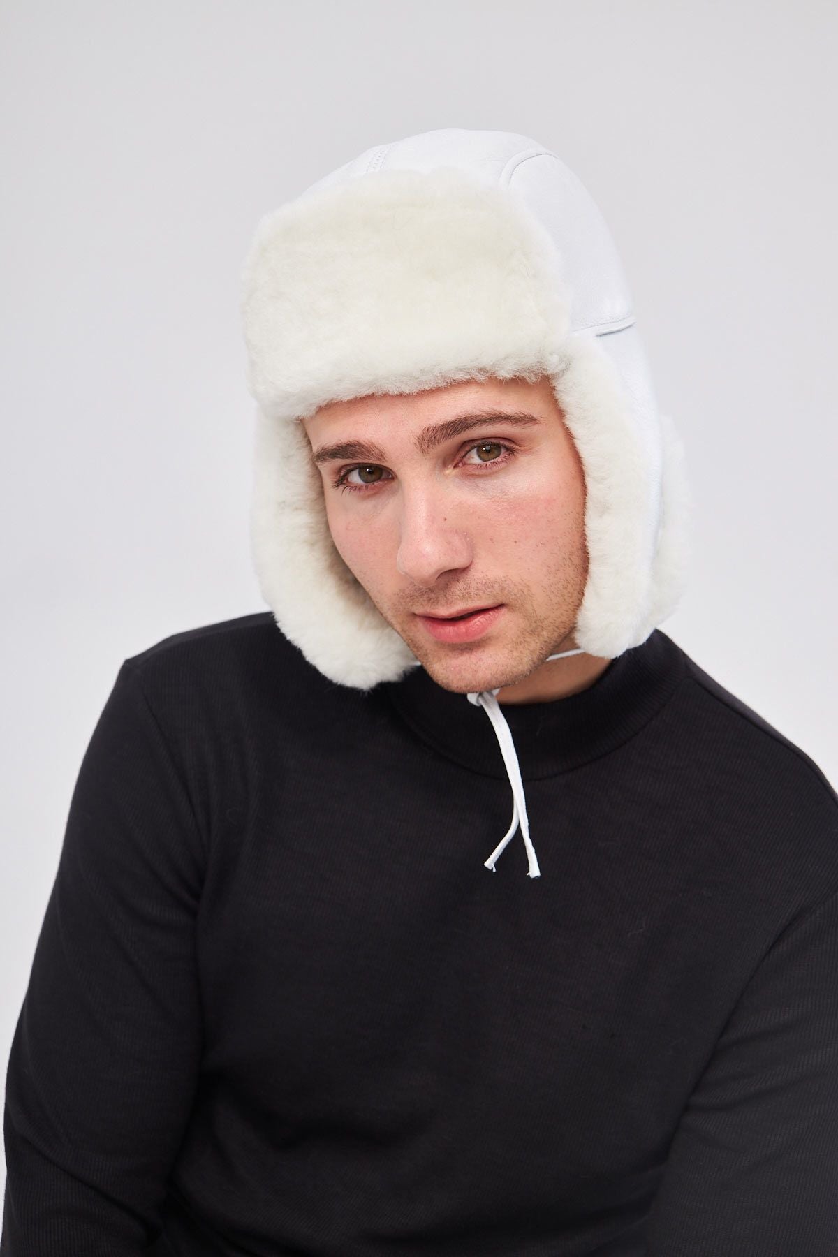 Hakiki Kürklü Unisex Şapka 23SP03 Off White
