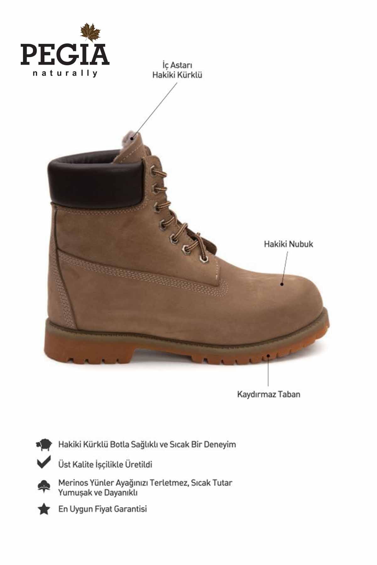 Hakiki Nubuk İçi Kürklü Erkek Bot 500950 Kum