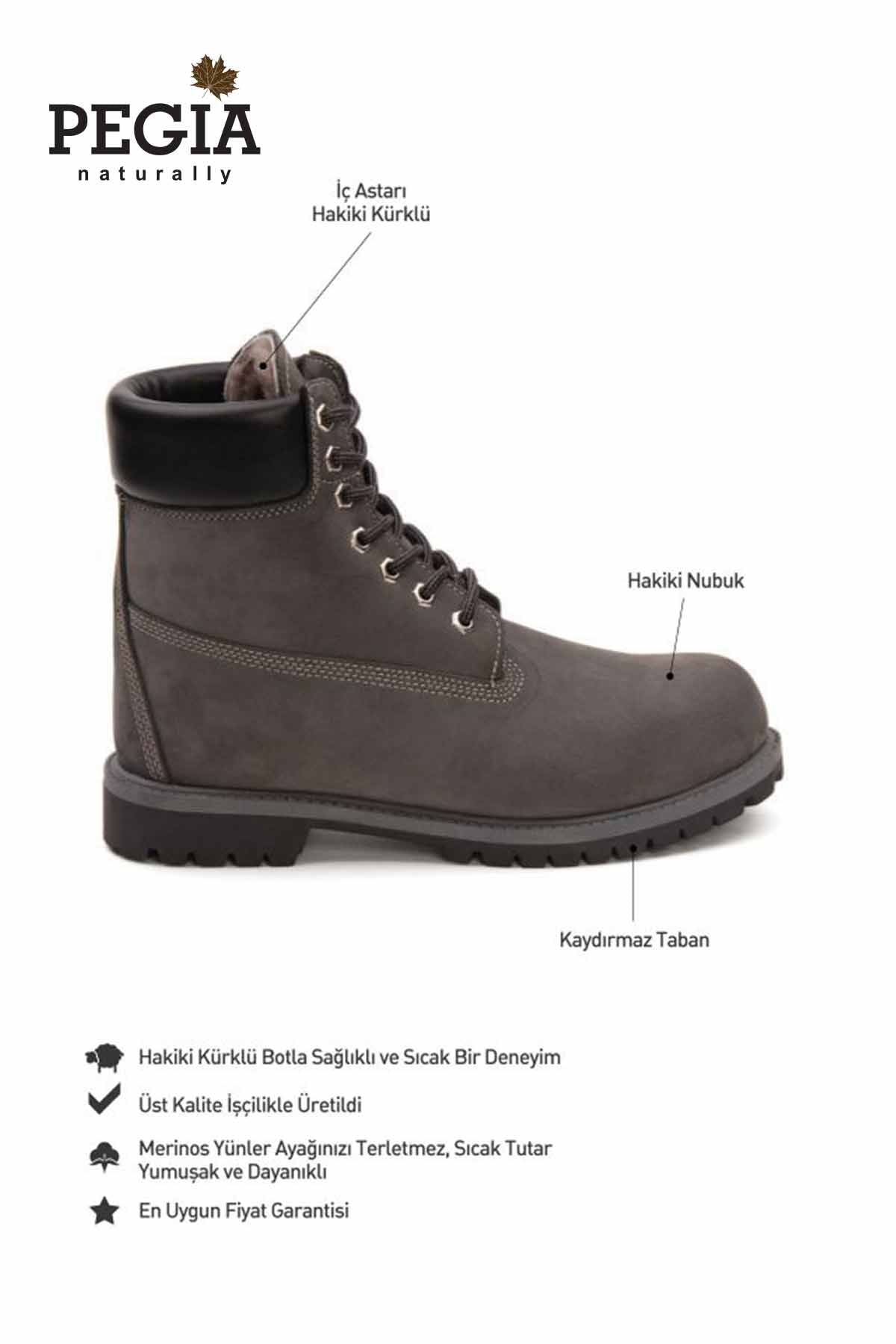 Hakiki Nubuk İçi Kürklü Erkek Bot 500950 Gri