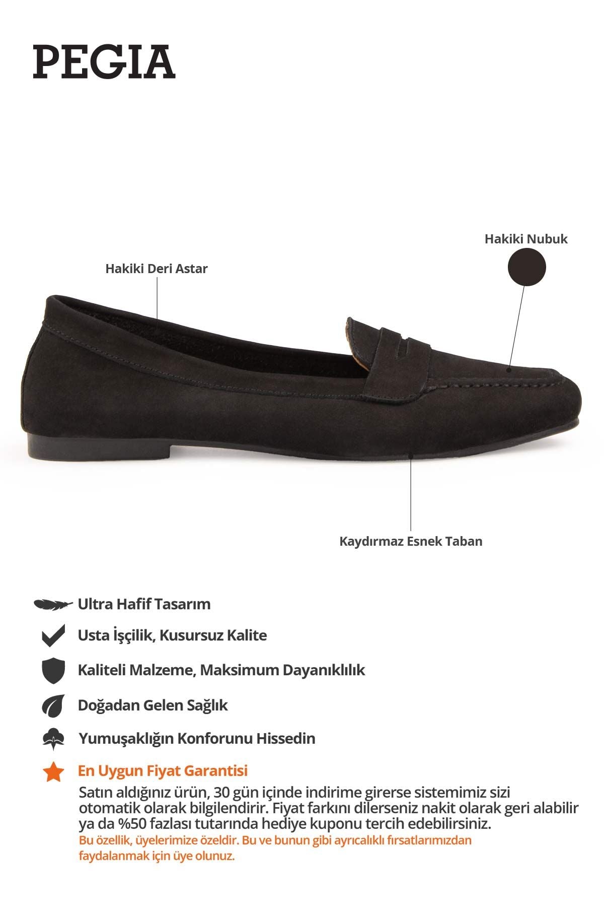 Hakiki Nubuk Kadın Loafer DG6044 Siyah