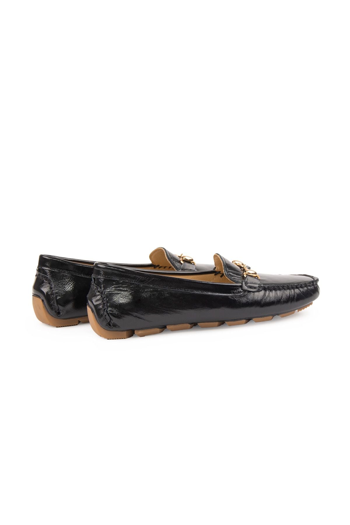 Hakiki Rugan Kadın Tokalı Loafer 700909 Siyah