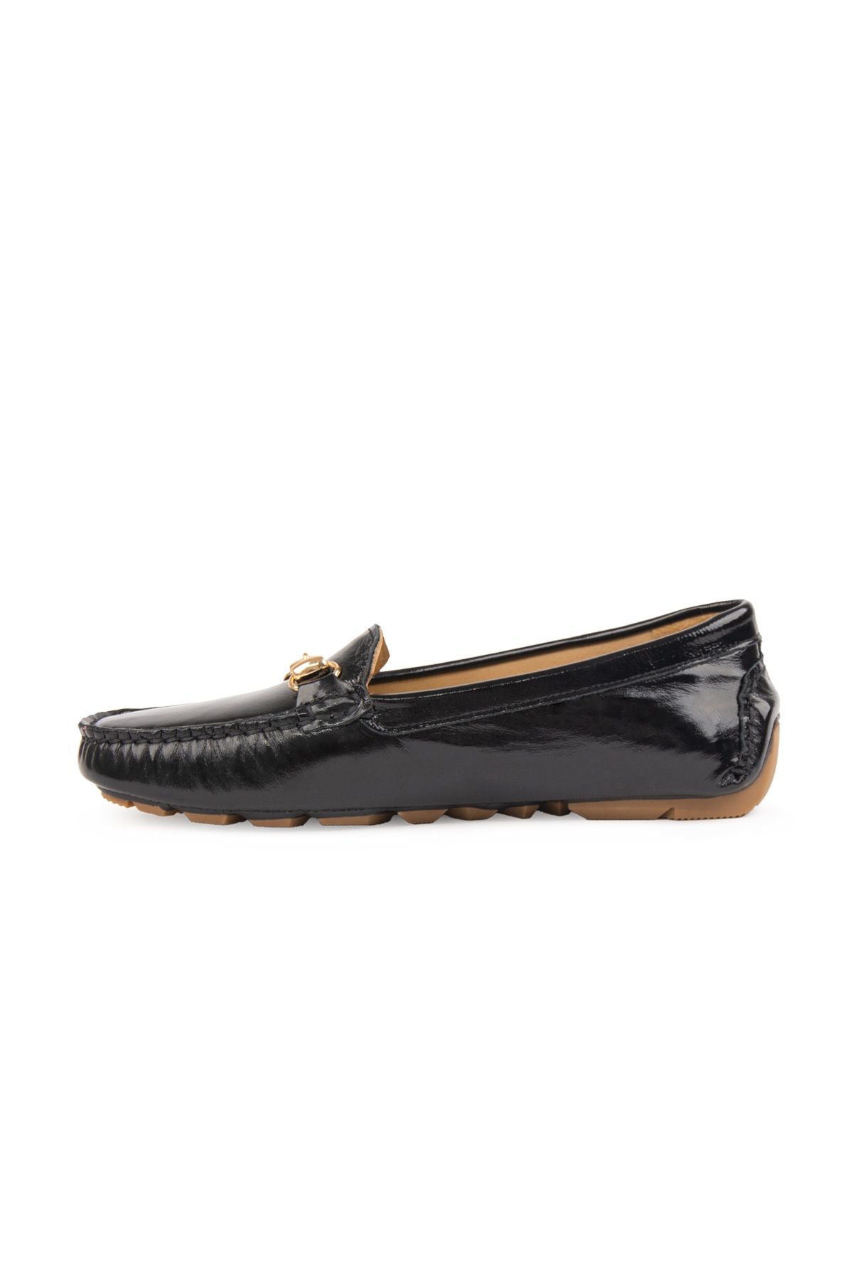 Hakiki Rugan Kadın Tokalı Loafer 700909 Siyah