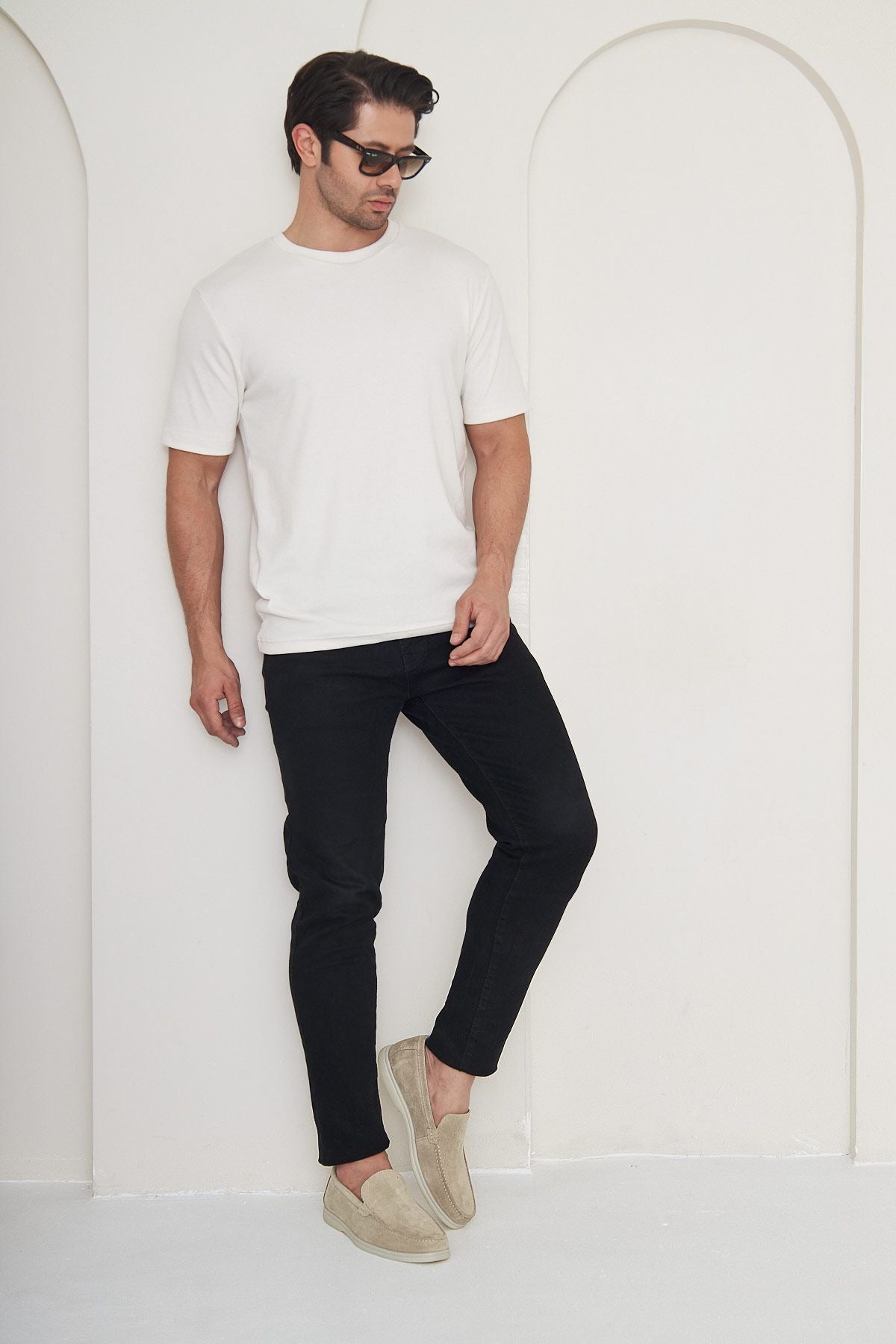 Hakiki Süet Erkek Düz Loafer 500911 Bej