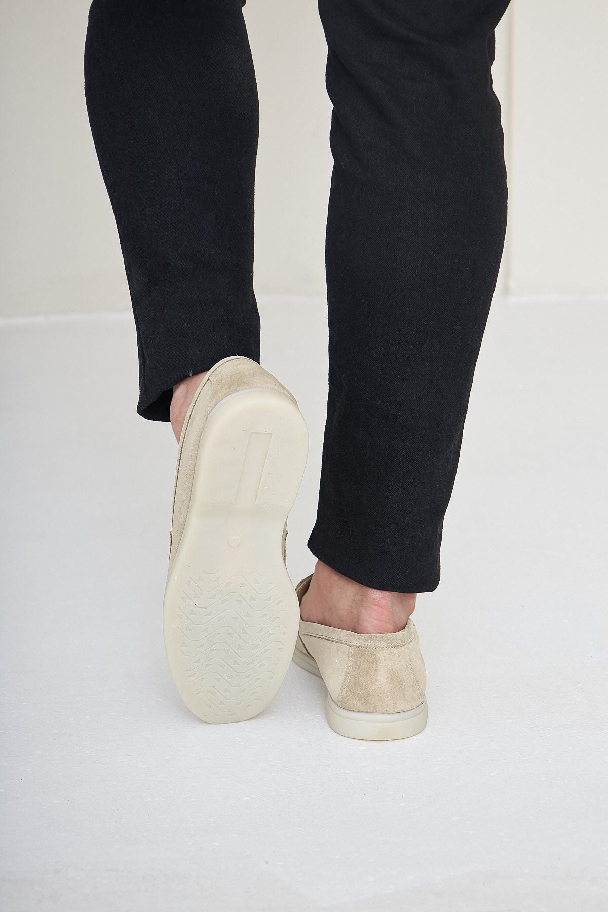 Hakiki Süet Erkek Düz Loafer 500911 Bej