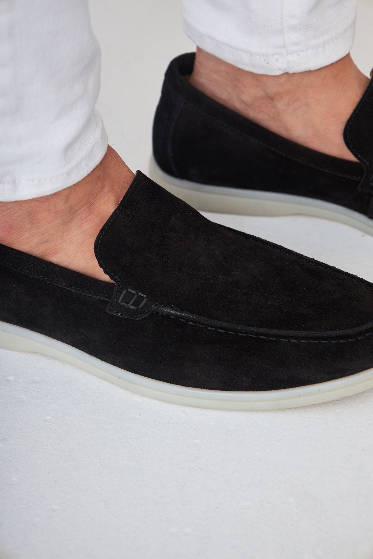 Hakiki Süet Erkek Düz Loafer 500911 Siyah