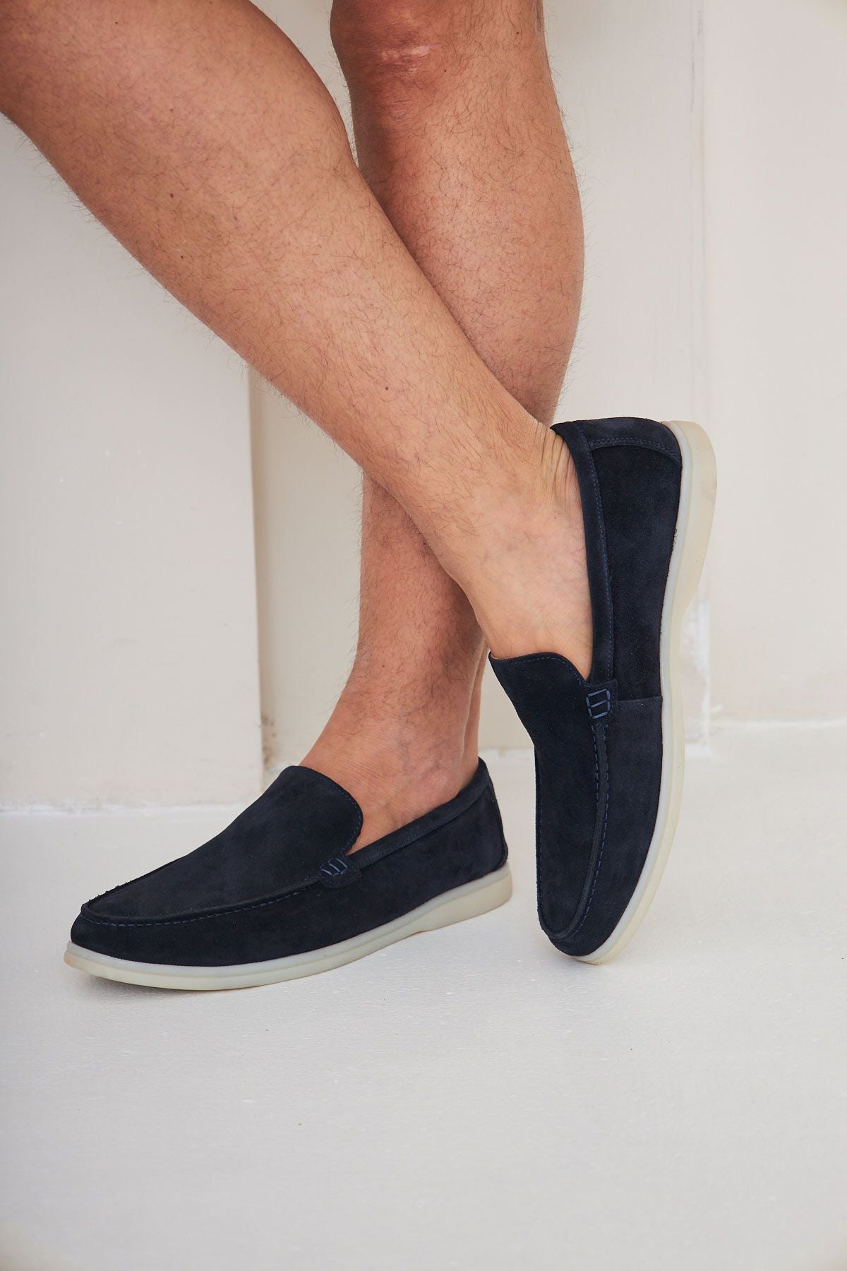 Hakiki Süet Erkek Düz Loafer 500911 Lacivert
