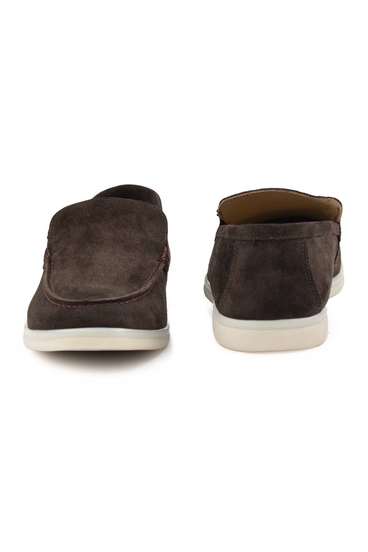 Hakiki Süet Erkek Düz Loafer 500911 Kahve