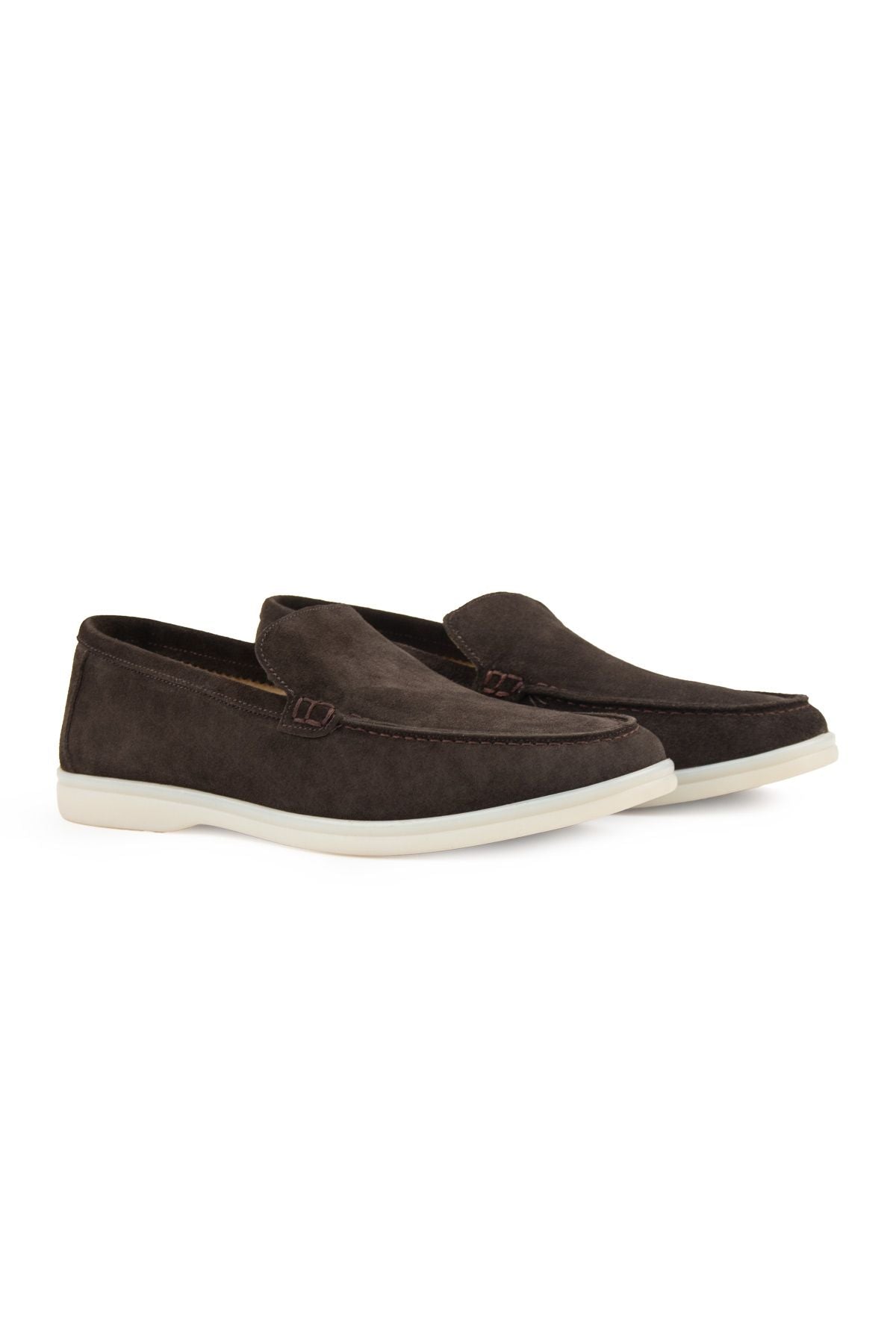 Hakiki Süet Erkek Düz Loafer 500911 Kahve