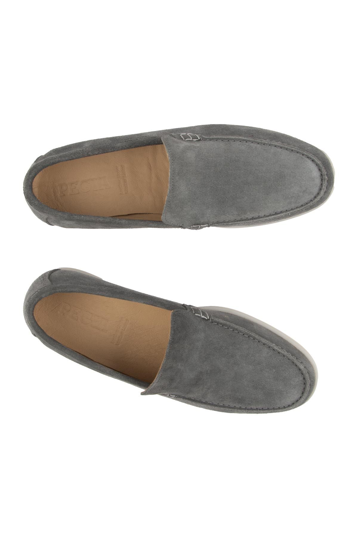 Hakiki Süet Erkek Düz Loafer 500911 Gri