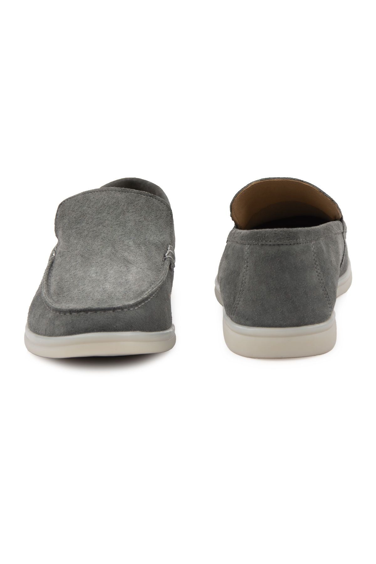 Hakiki Süet Erkek Düz Loafer 500911 Gri
