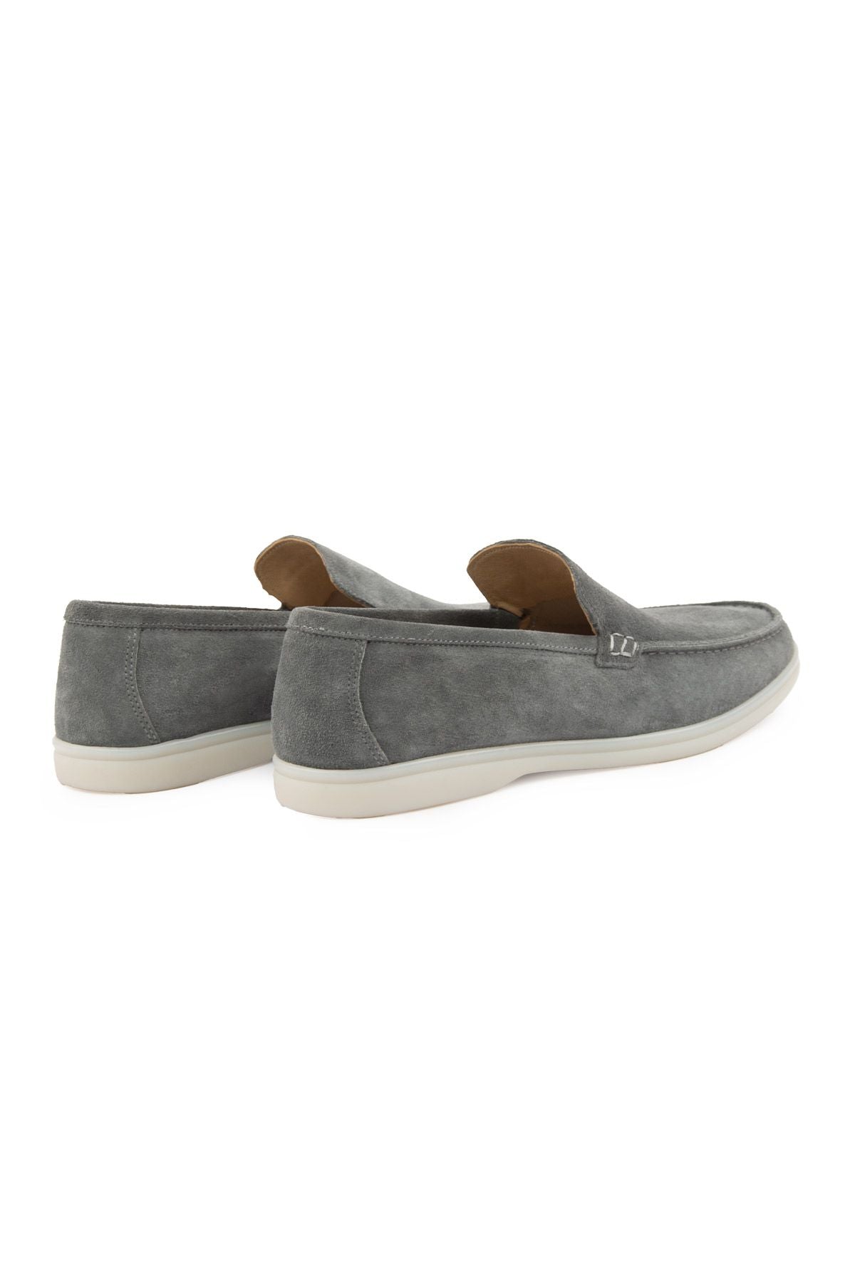 Hakiki Süet Erkek Düz Loafer 500911 Gri