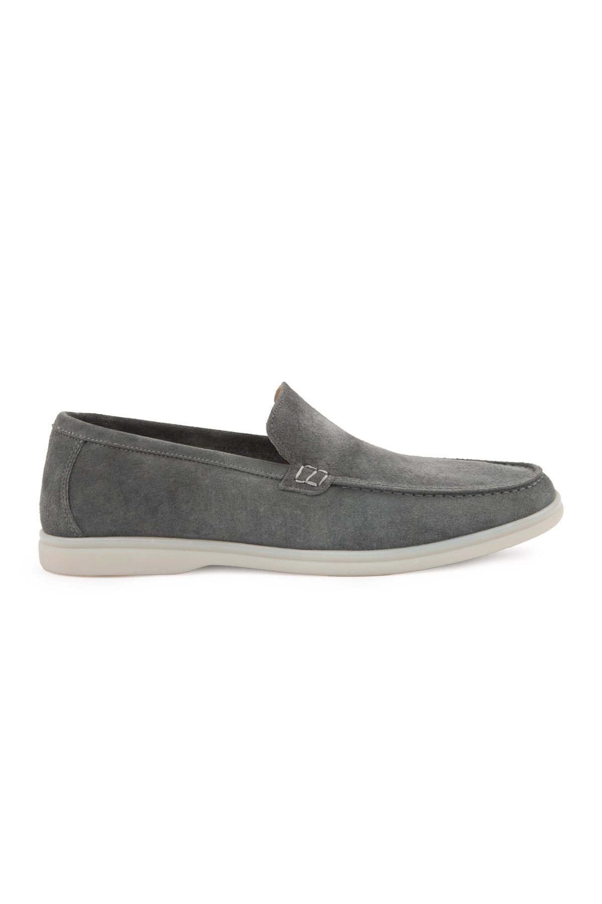 Hakiki Süet Erkek Düz Loafer 500911 Gri