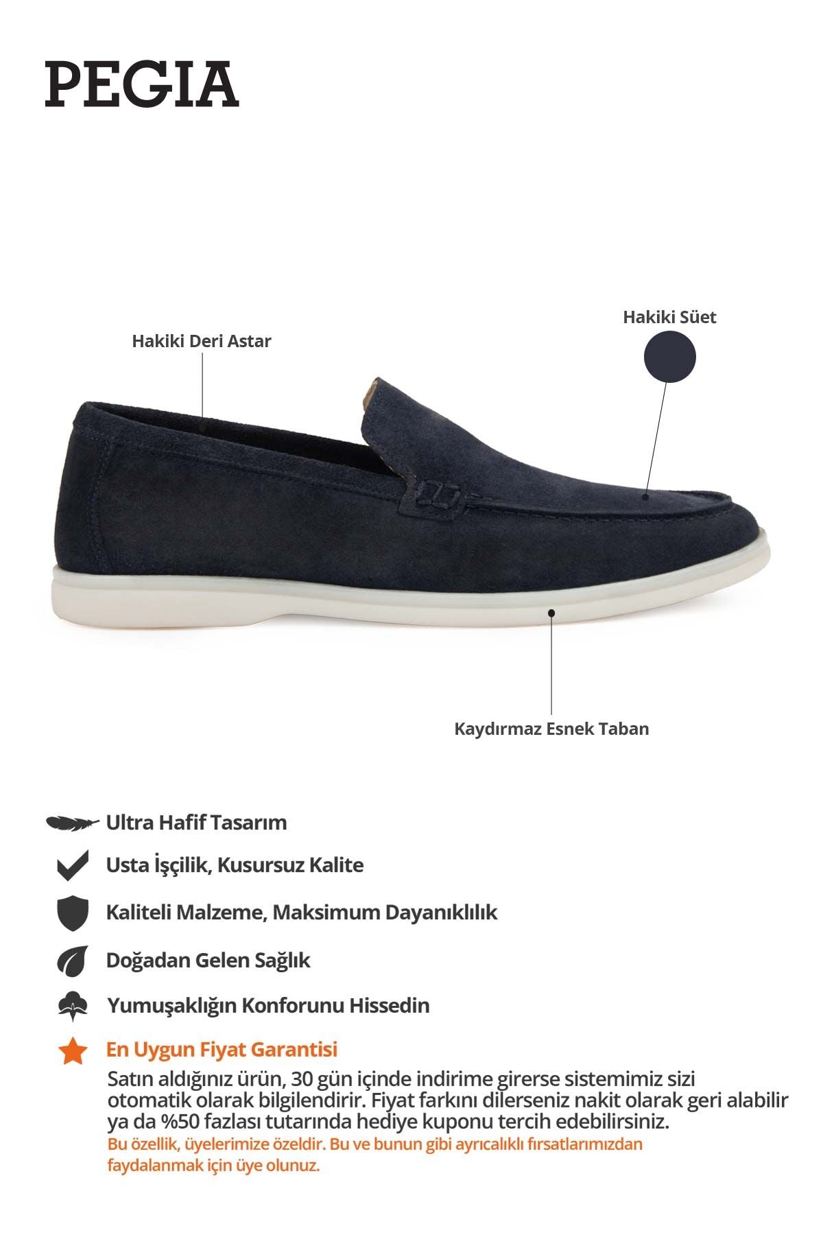 Hakiki Süet Erkek Düz Loafer 500911 Lacivert