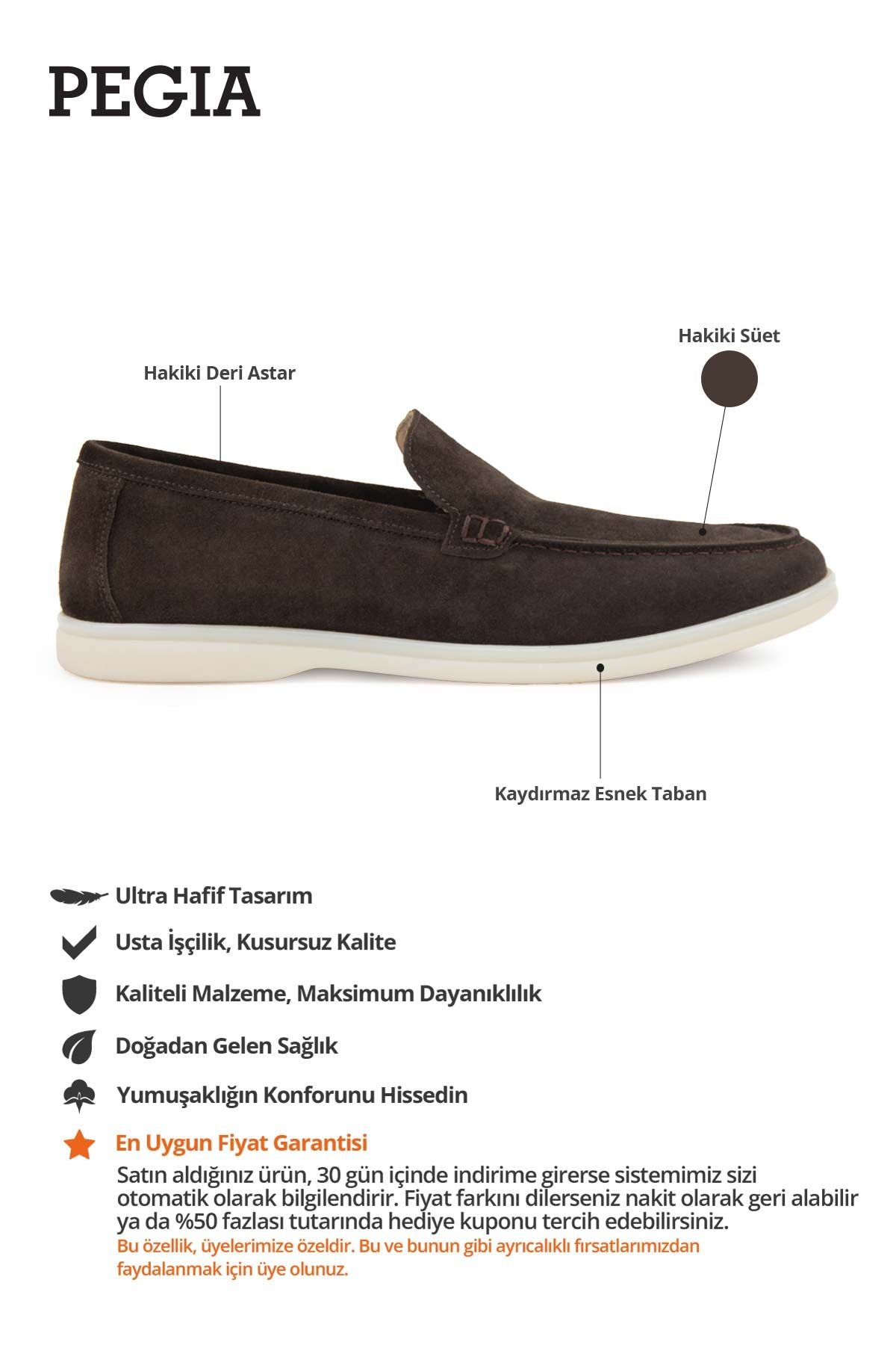 Hakiki Süet Erkek Düz Loafer 500911 Kahve