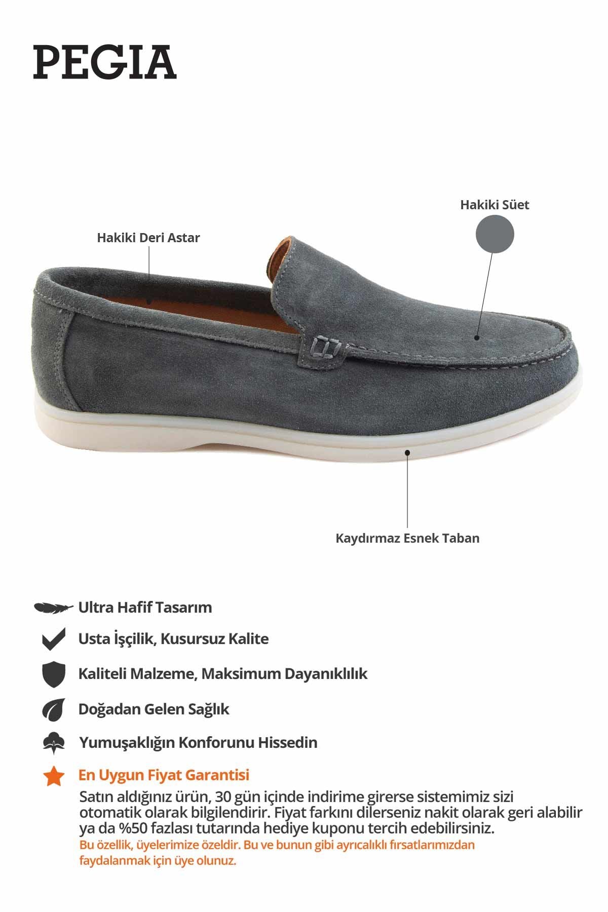 Hakiki Süet Erkek Düz Loafer 500911 Antrasit