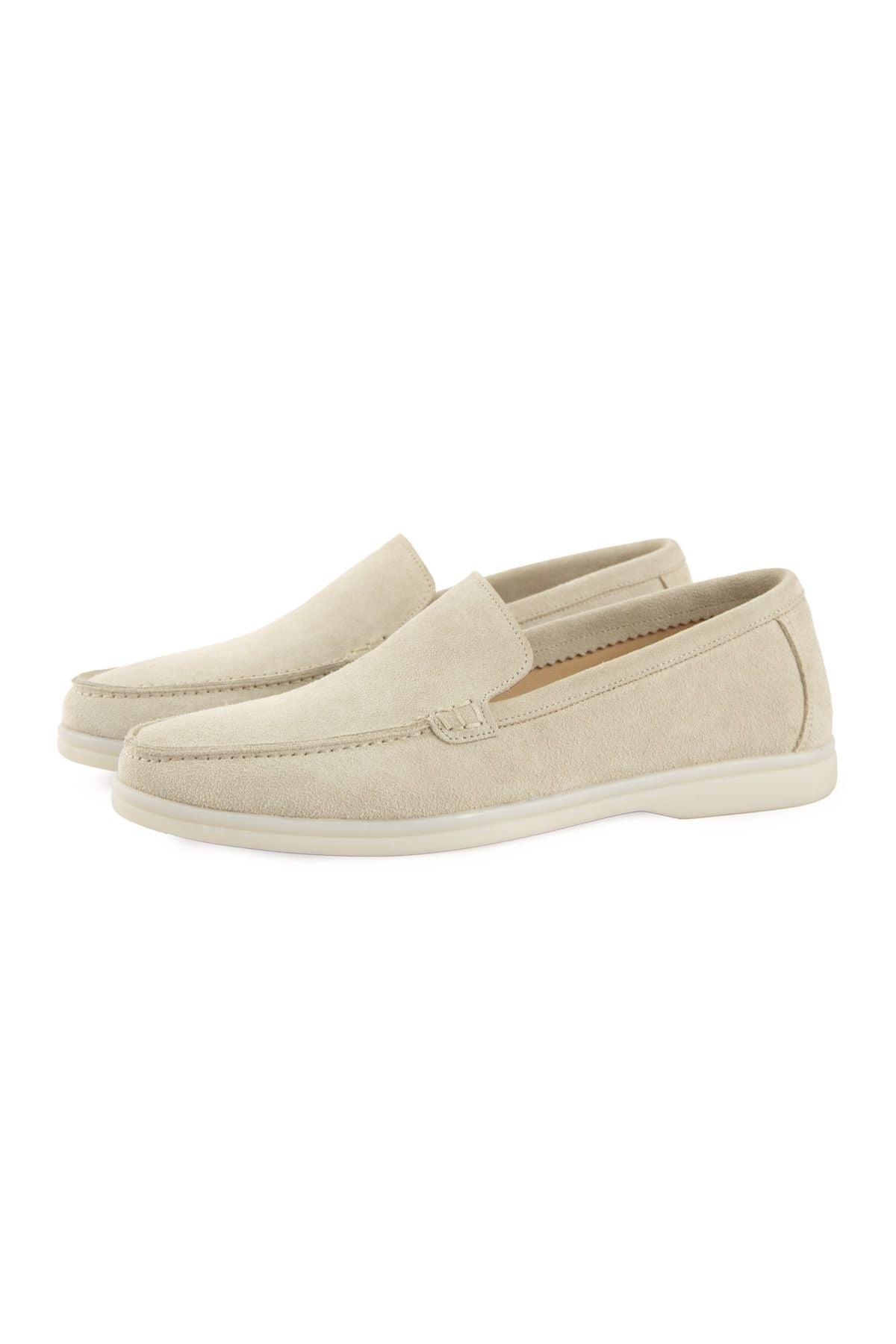 Hakiki Süet Erkek Düz Loafer 500911 Bej