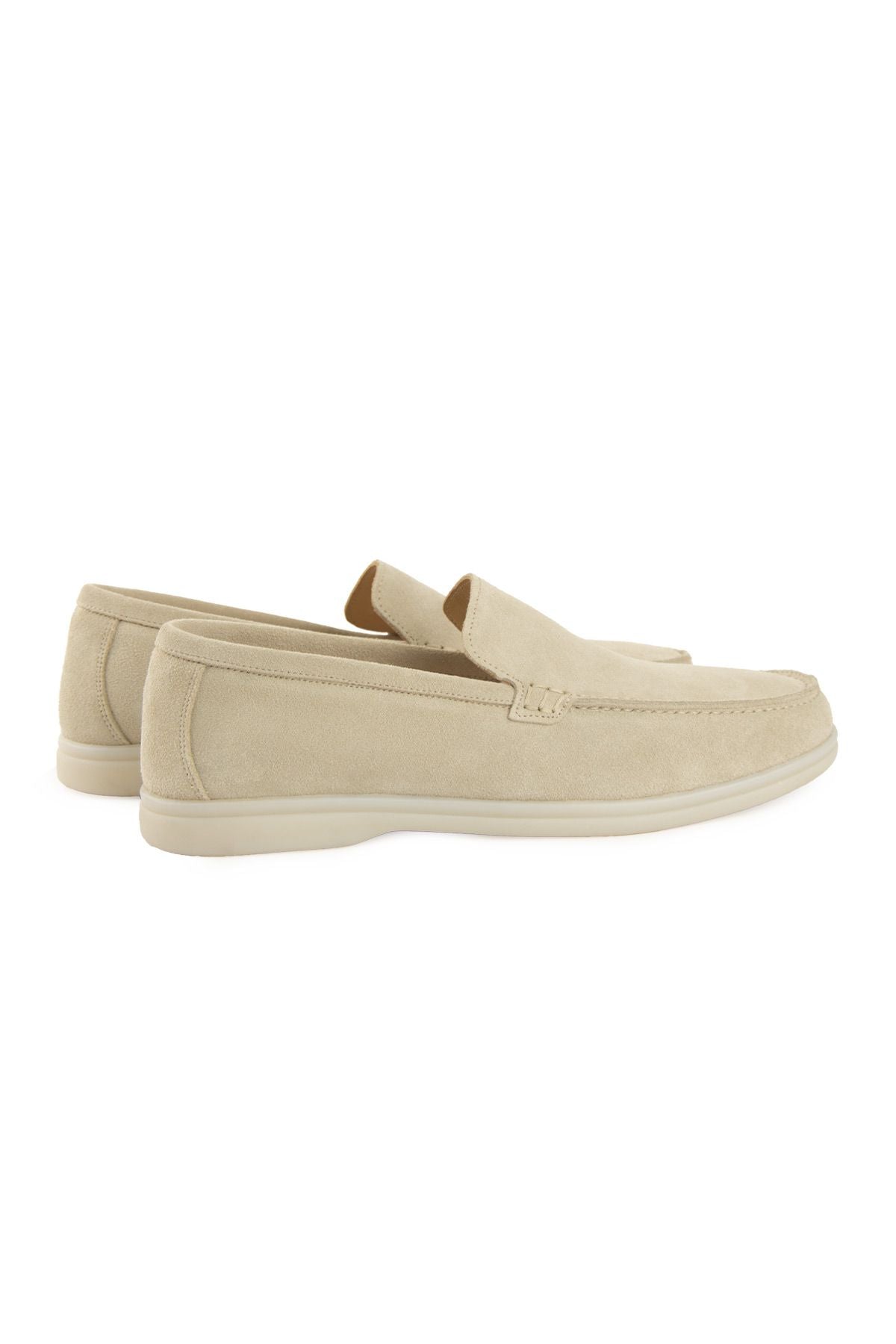 Hakiki Süet Erkek Düz Loafer 500911 Bej