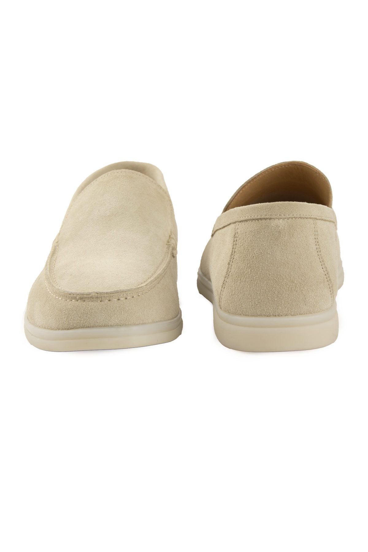 Hakiki Süet Erkek Düz Loafer 500911 Bej