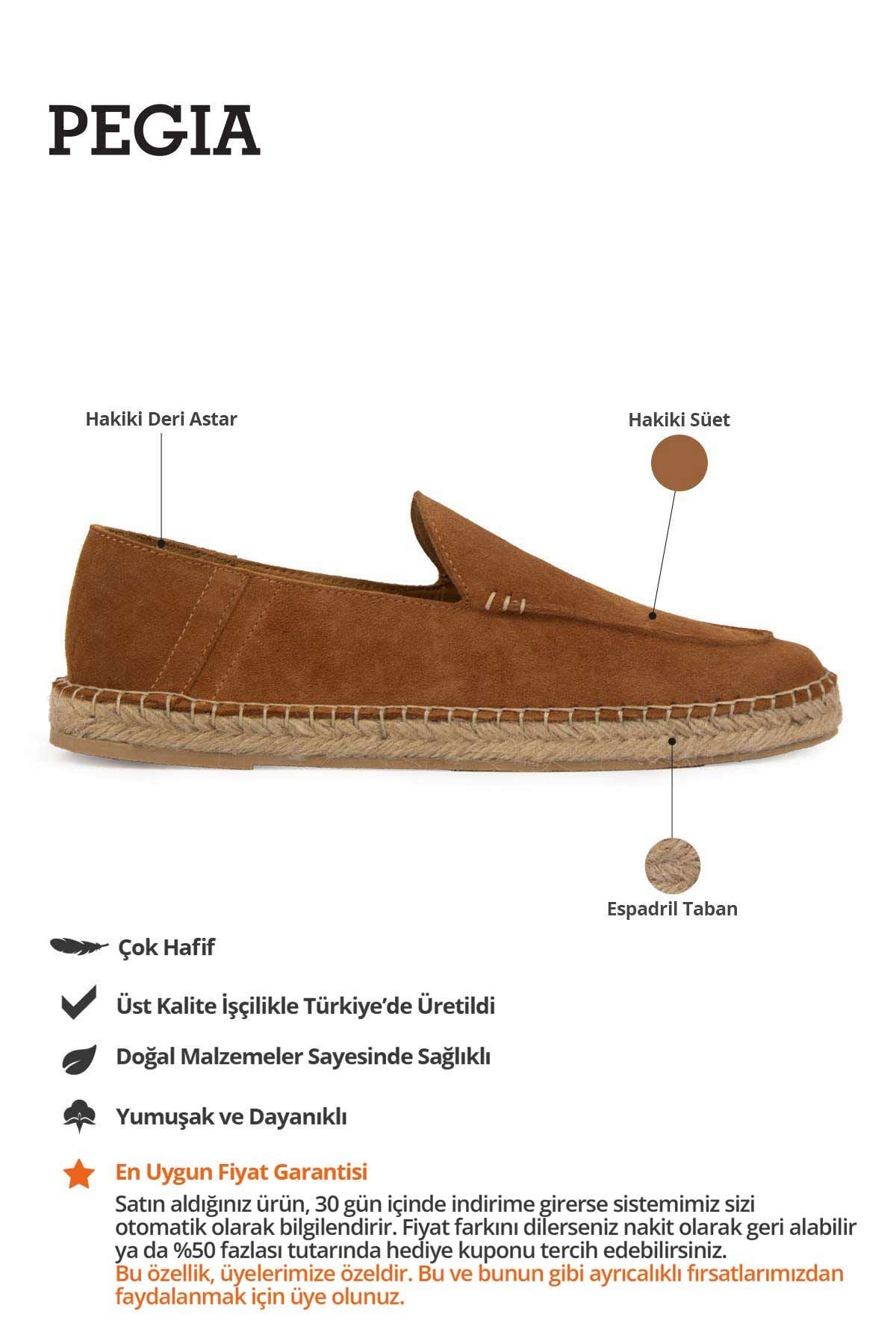 Hakiki Süet Erkek Espadril DG5024 Taba