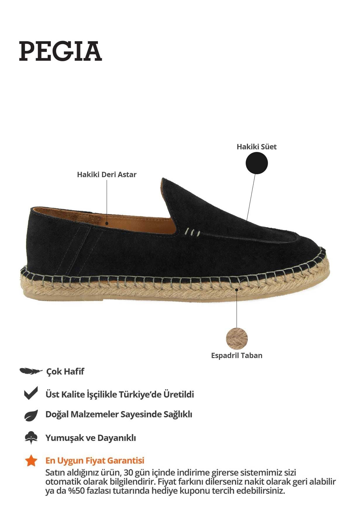 Hakiki Süet Erkek Espadril DG5024 Siyah