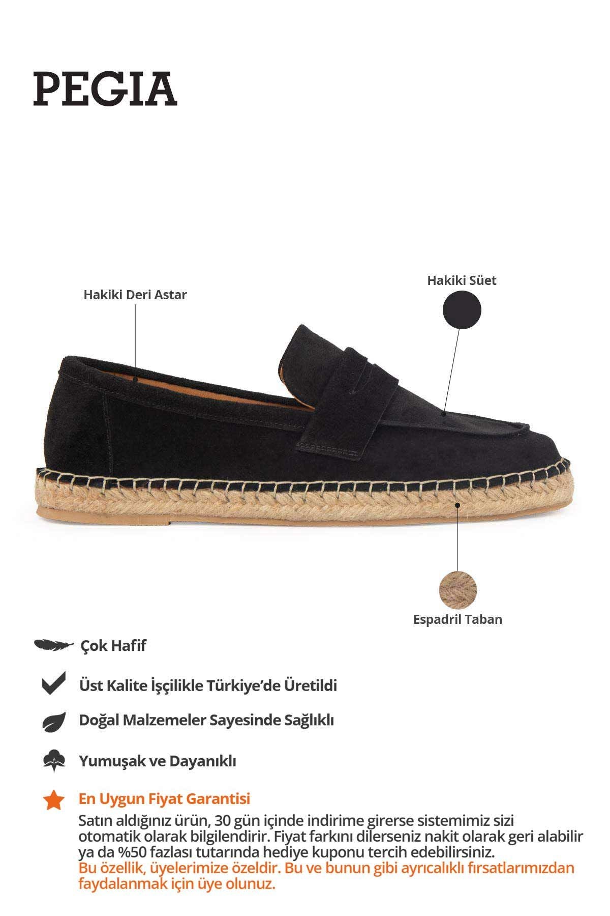Hakiki Süet Erkek Espadril DG5025 Siyah