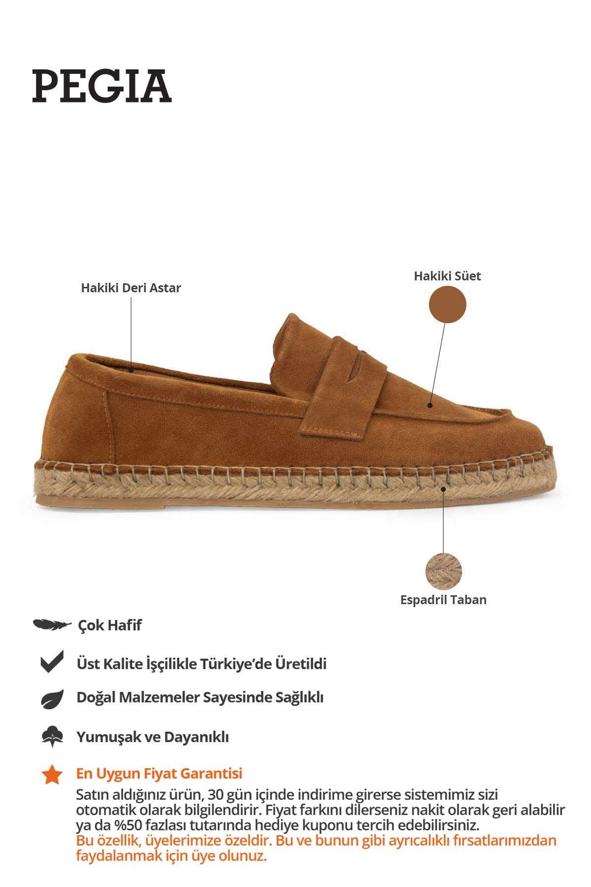 Hakiki Süet Erkek Espadril DG5025 Taba