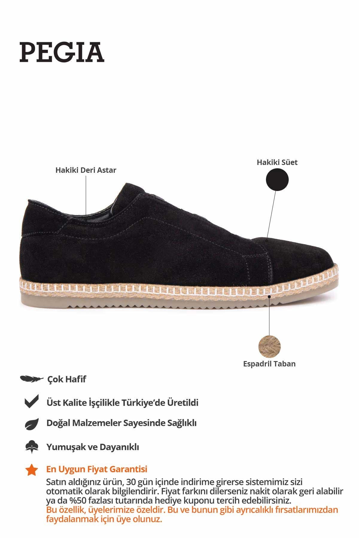 Hakiki Süet Erkek Espadril DG5031 Siyah