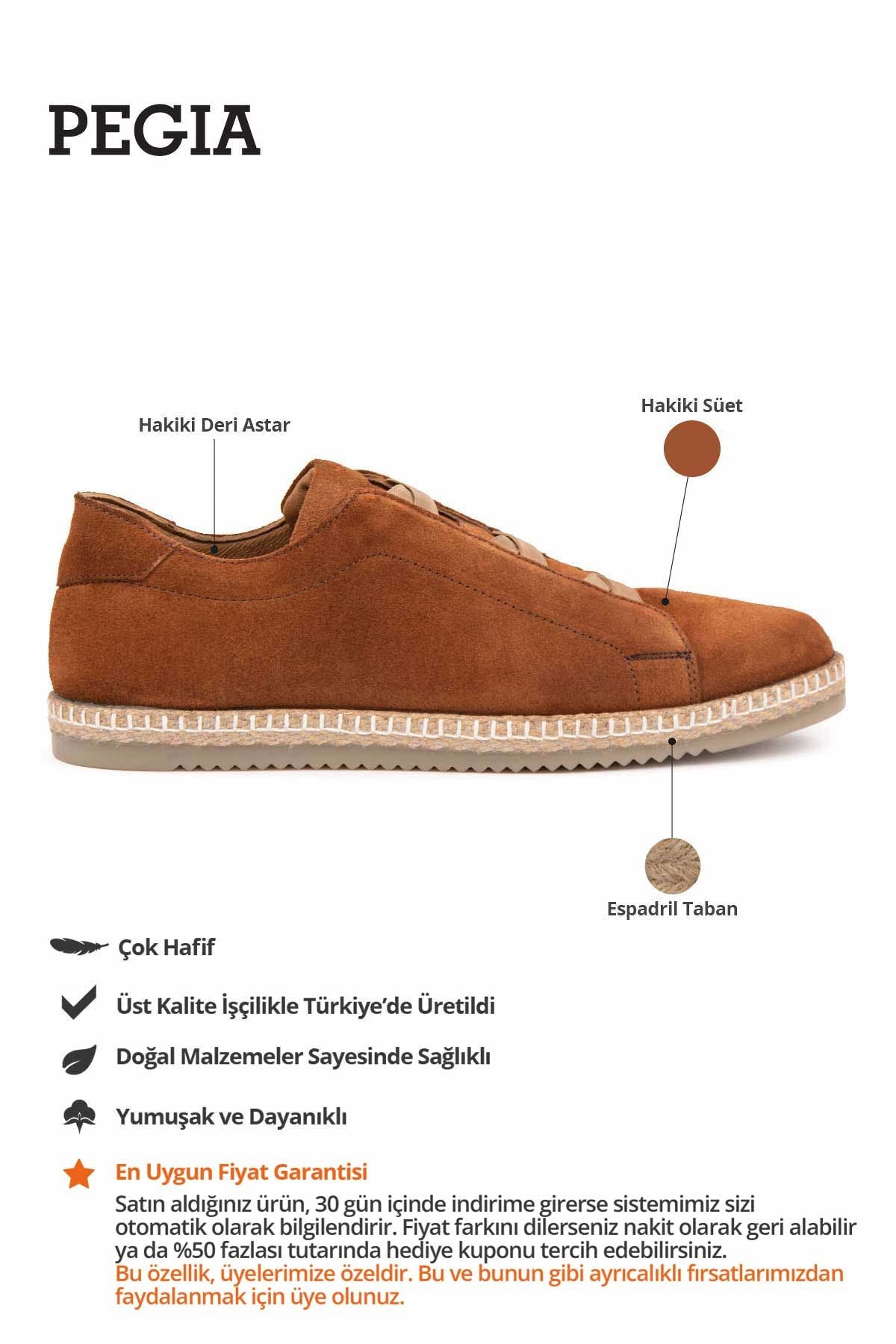 Hakiki Süet Erkek Espadril DG5031 Taba