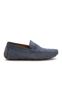 Genuine Suede Men's Loafer Shoes 500901 Blue