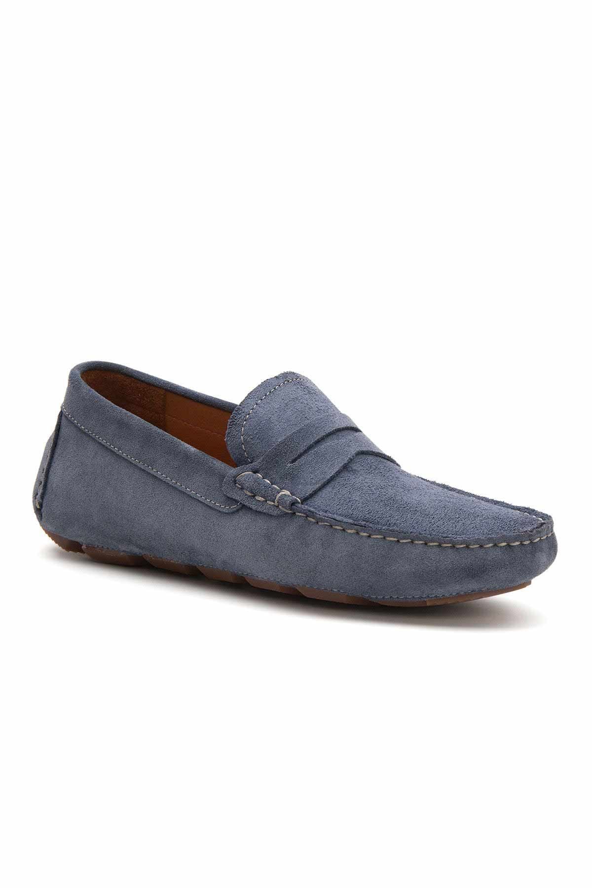 Hakiki Süet Erkek Loafer Ayakkabı 500901 Mavi