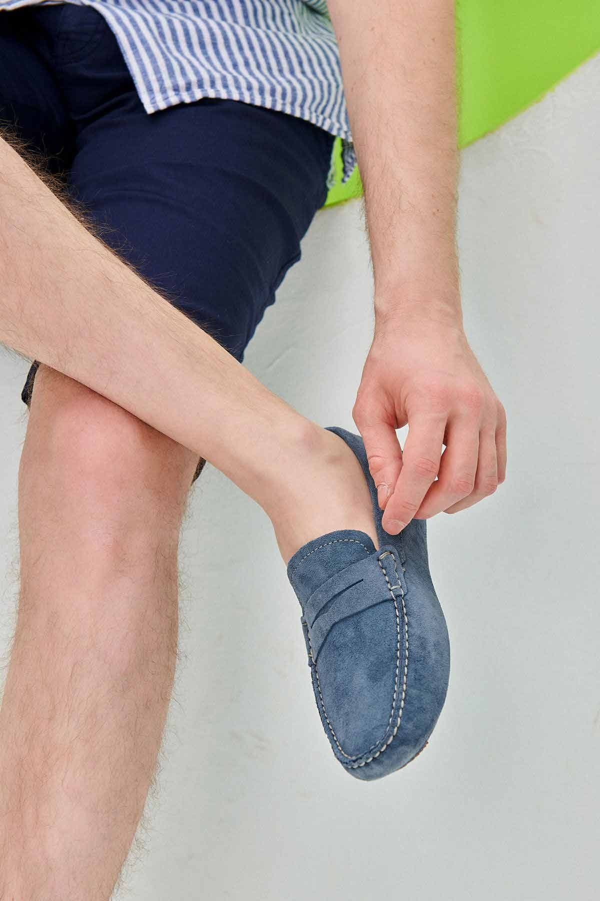 Hakiki Süet Erkek Loafer Ayakkabı 500901 Mavi