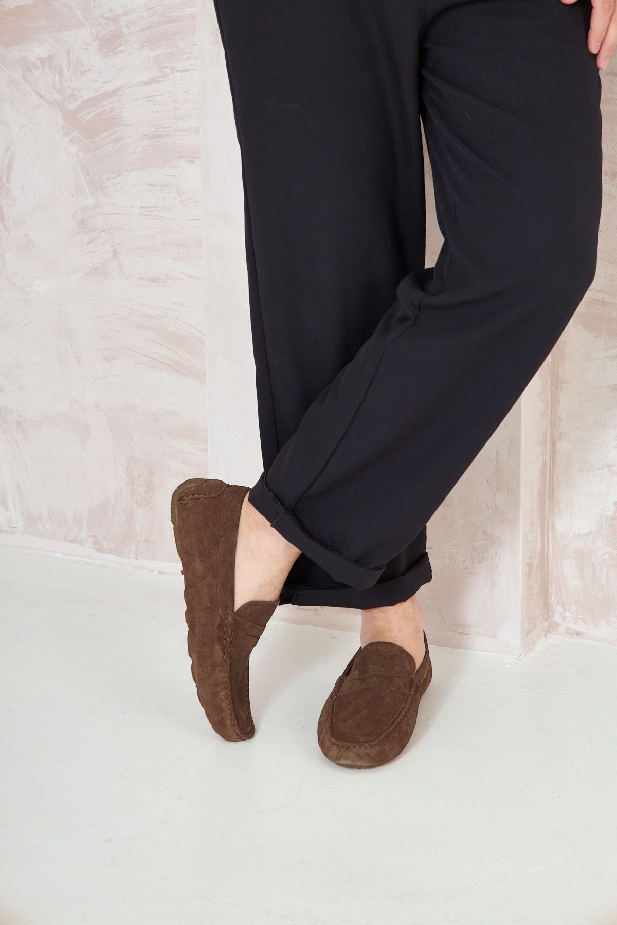 Hakiki Süet Erkek Loafer Ayakkabı 500901 Kahve
