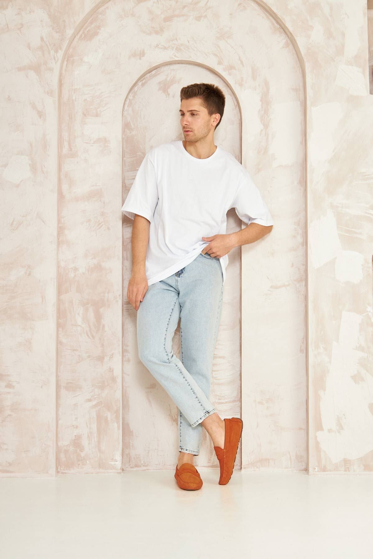Hakiki Süet Erkek Loafer Ayakkabı 500901 Turuncu