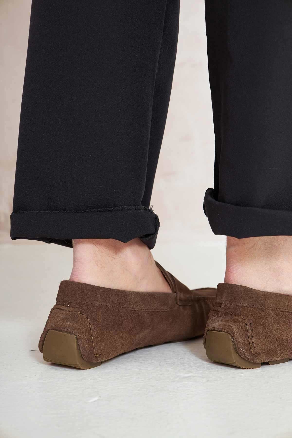 Hakiki Süet Erkek Loafer Ayakkabı 500901 Kahve